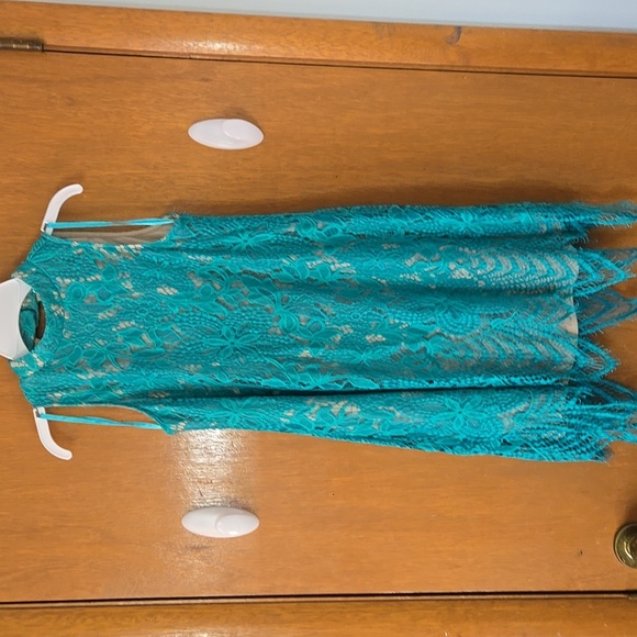 Lace Turquoise Blue Dress - Picture 1 of 5